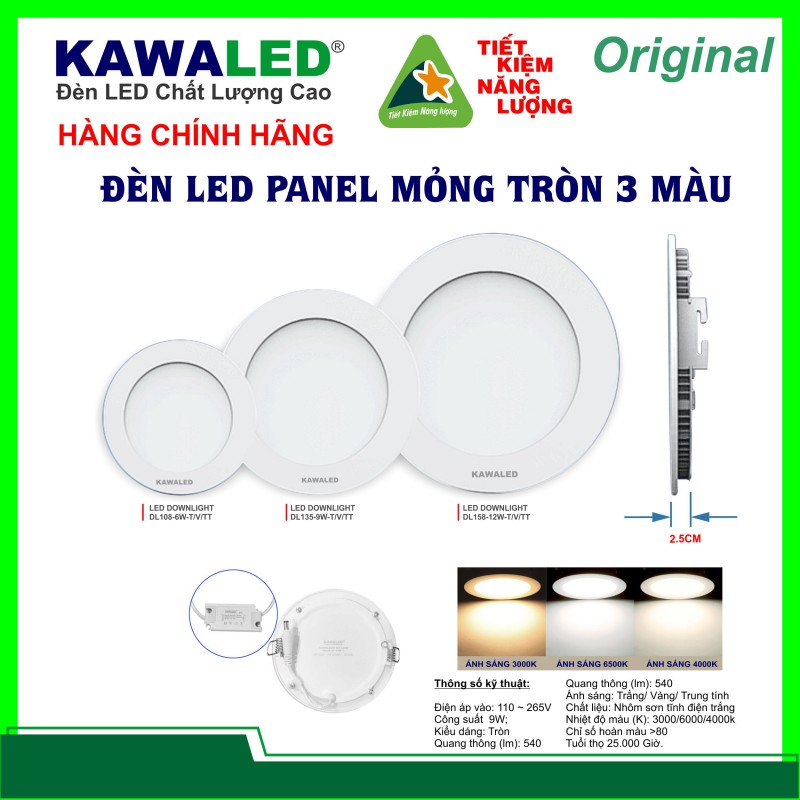 Đèn panel âm trần, đèn led âm trần giá rẻ, đèn led âm trần panel DL108-6W-12W