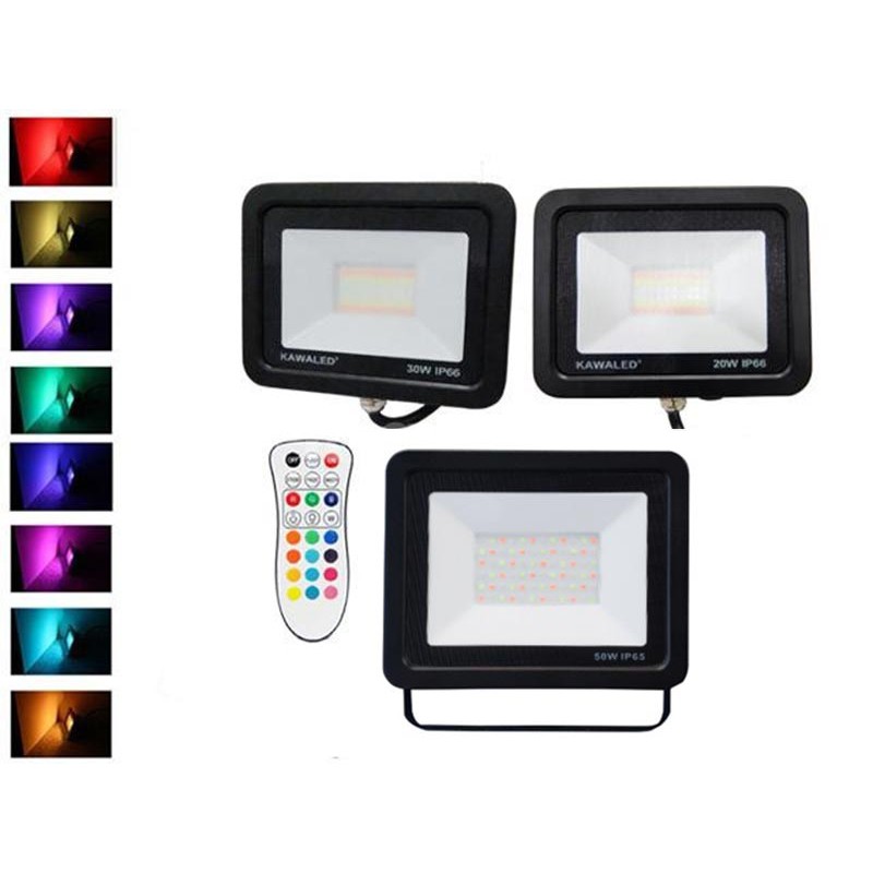 Đèn pha led đổi màu, đèn pha led 7 màu, đèn pha đổi màu chính hãng FL20W-50W-RGB