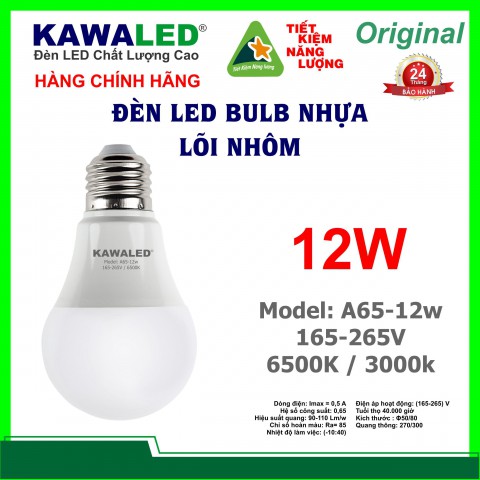 ĐÈN LED BULB NHỎ THÂN NHỰA A65-12W-T/V