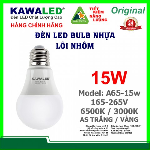 ĐÈN LED BULB NHỎ THÂN NHỰA A65-15W-T/V