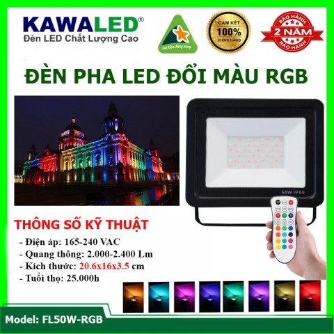 ĐÈN PHA LED ĐỔI MÀU FL50W-RGB
