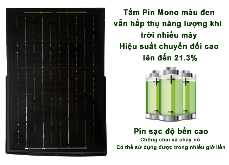 Tấm Pin năng lượng Mono cao cấp dung lượng Pin lớn